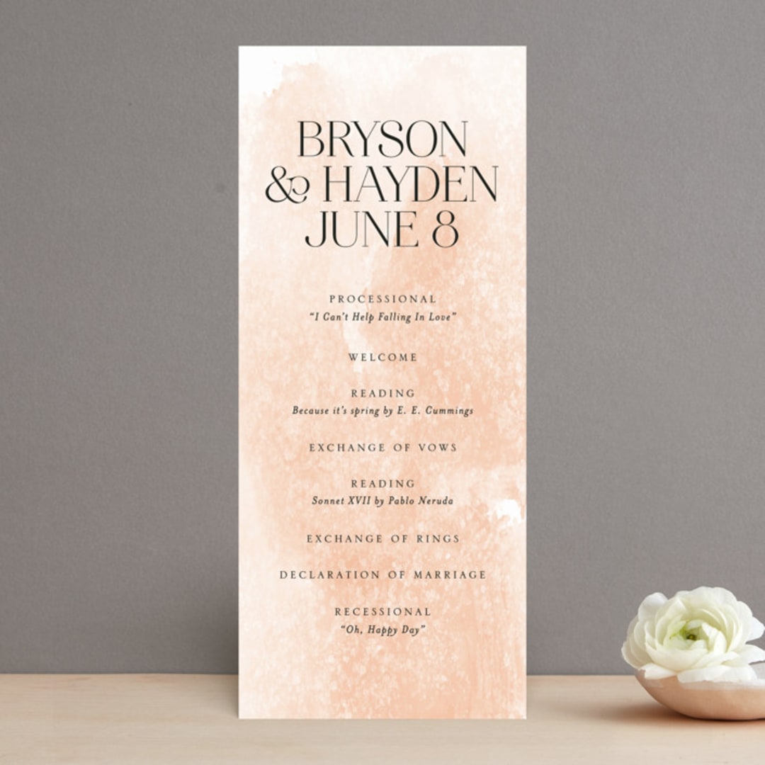"Swept" - Wedding Programs in Blush by Snow and Ivy - Front