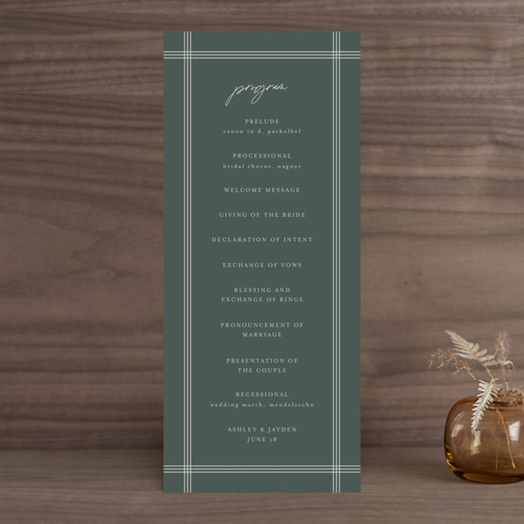 "Vista" - Wedding Programs in Forest by Melanie Severin - Front