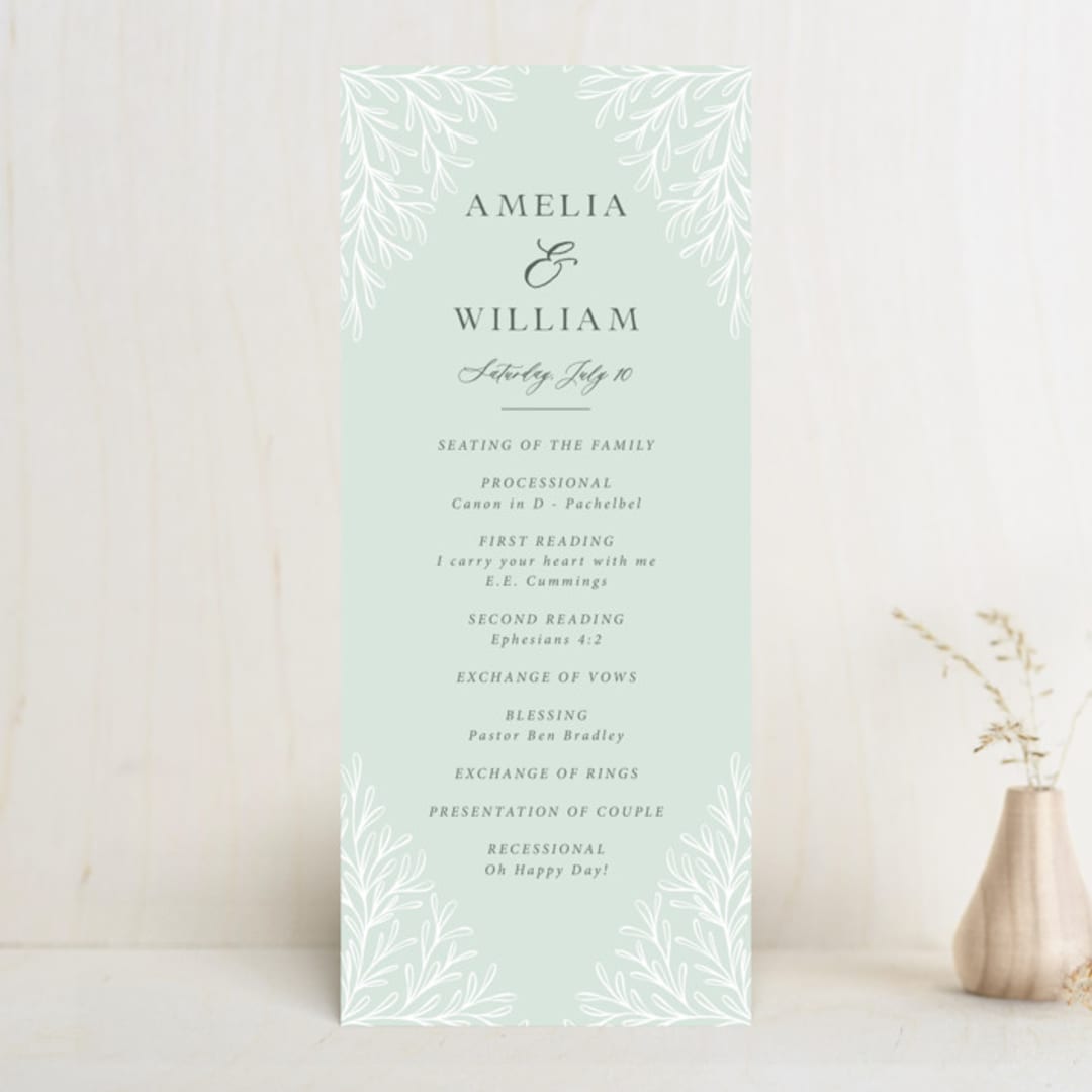 "Fairy Forest" - Wedding Programs in Sage by Kristen Knechtel - Front