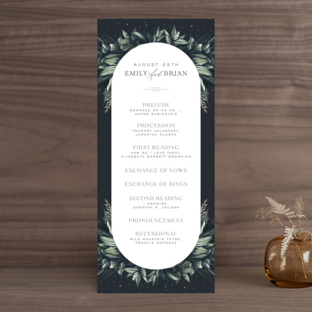 "Vintage Botanicals" - Wedding Programs in Sage by GeekInk Design - Front