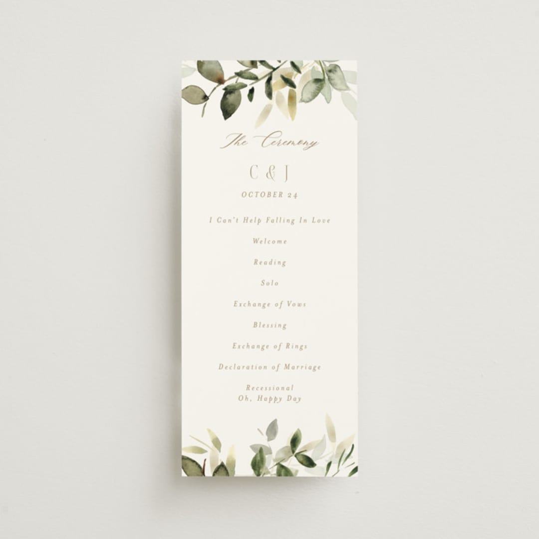 "Lovely" - Wedding Programs in Moss by Petra Kern - Front