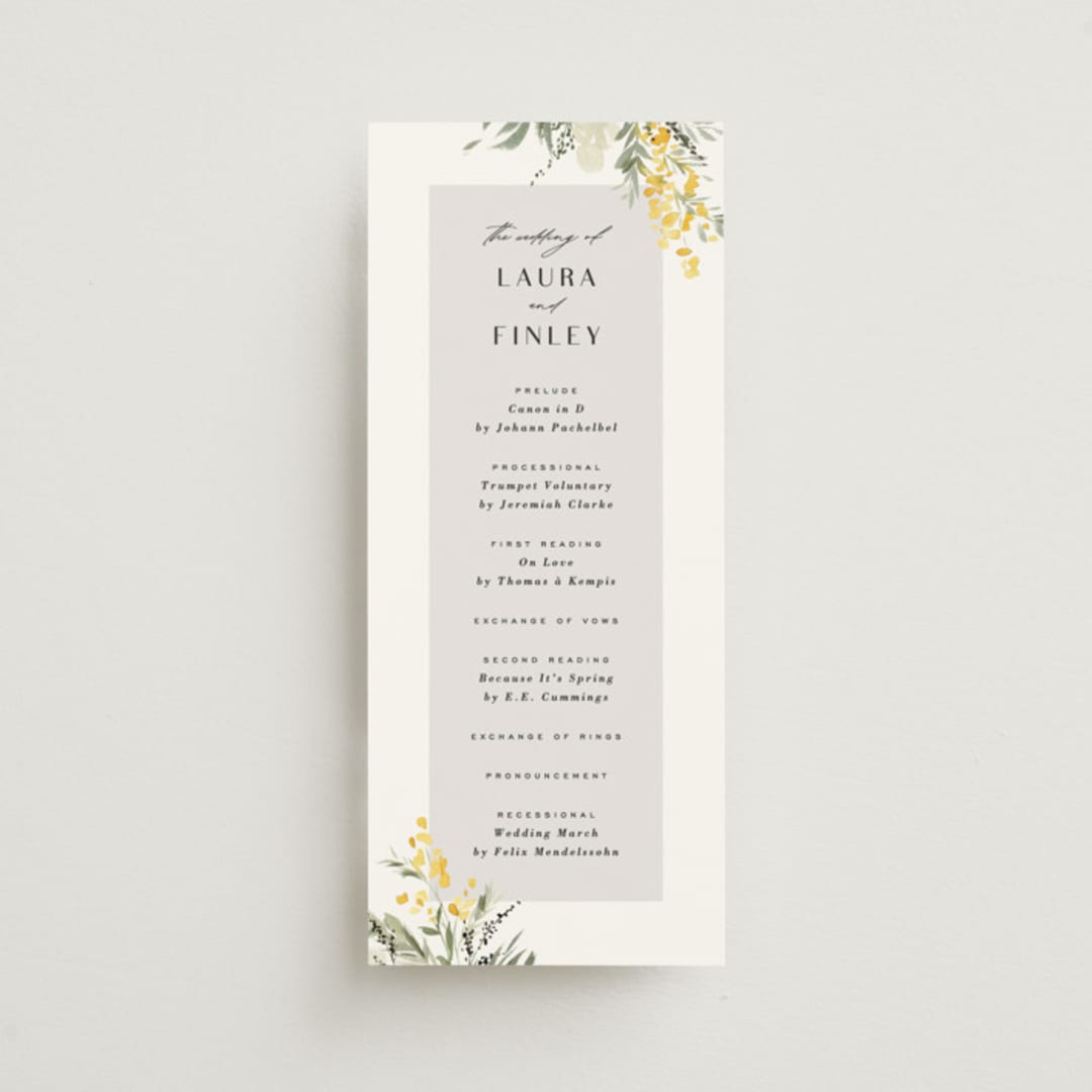 "mimosa" - Wedding Programs in Dandelion by Everett Paper Goods - Front