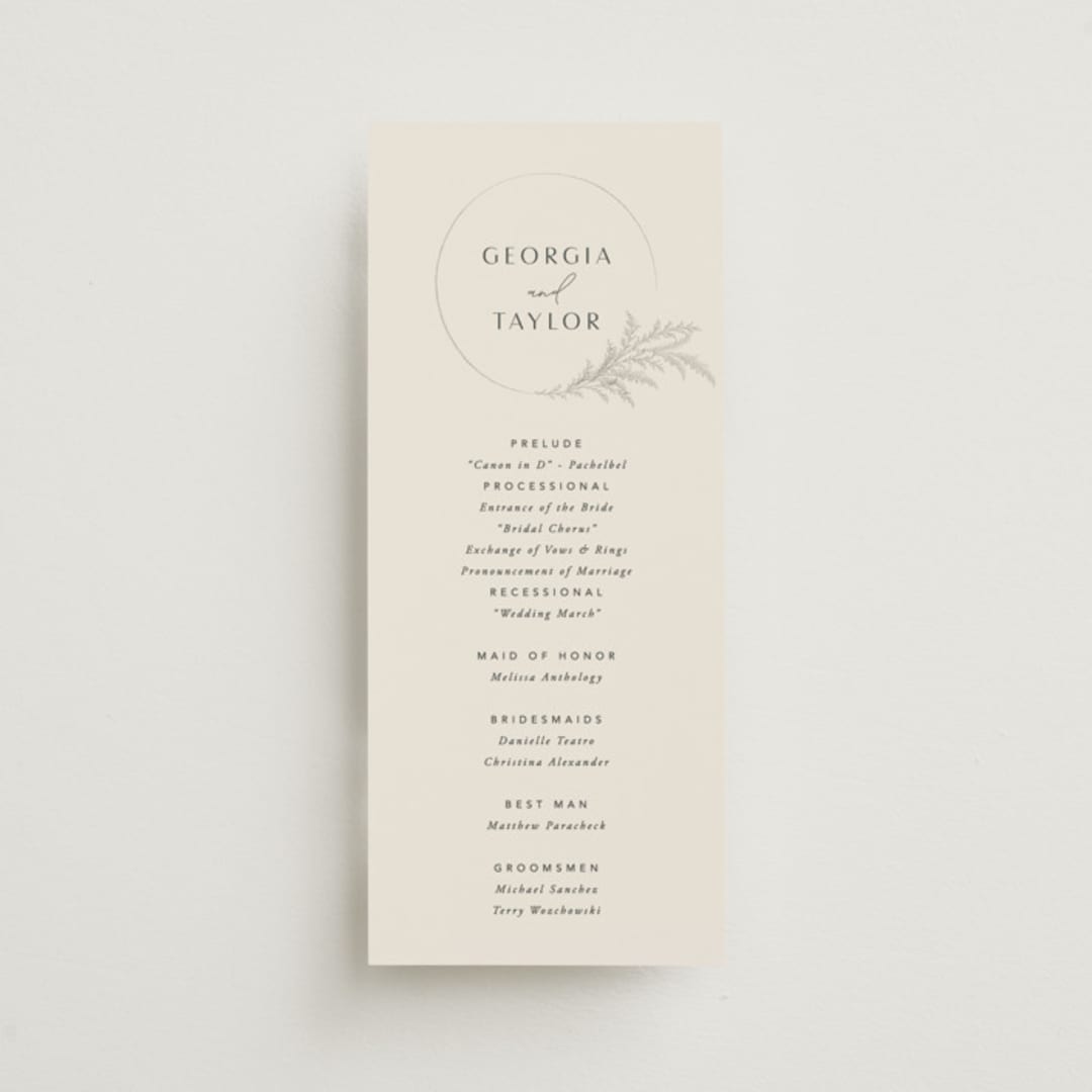 "Etched Frame" - Wedding Programs in Eggshell by Robert and Stella - Front