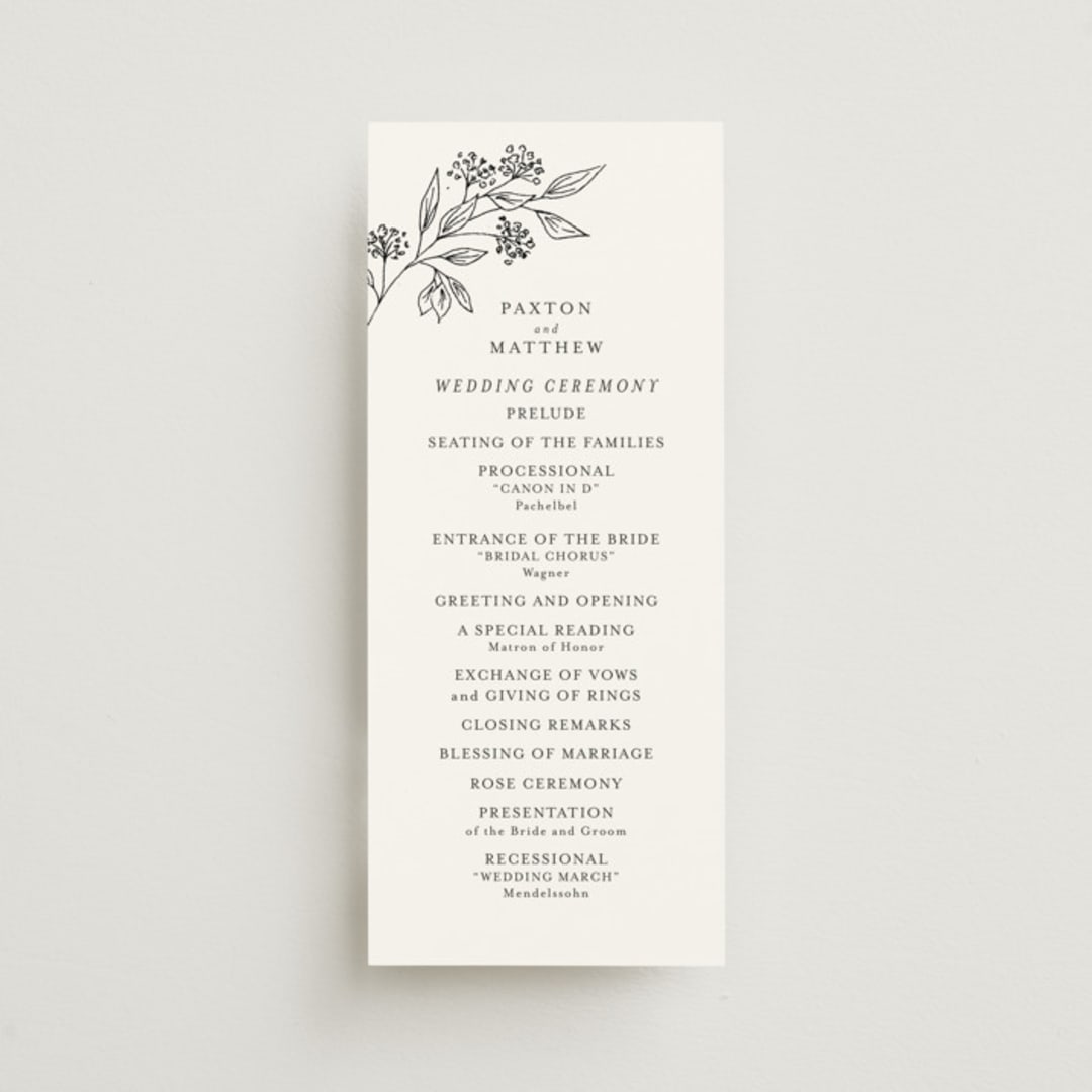 "Monogrammed" - Wedding Programs in Ebony by Chris Griffith - Front