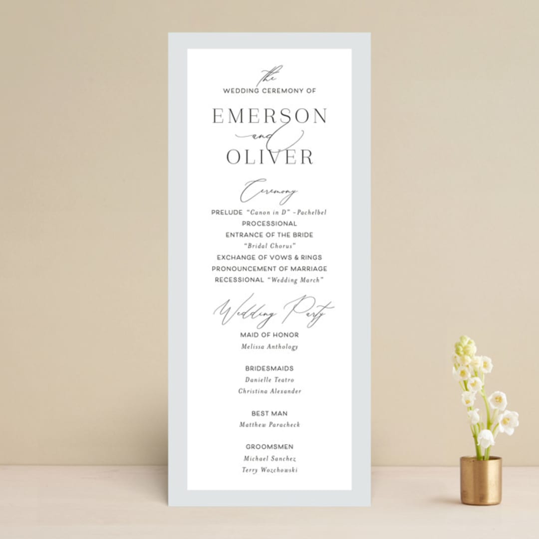 "Water's Edge" - Wedding Programs in Cloud by Nicoletta Savod - Front