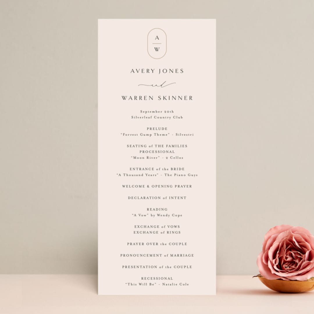 "Everlasting" - Wedding Programs in Latte by Jennifer Postorino - Front
