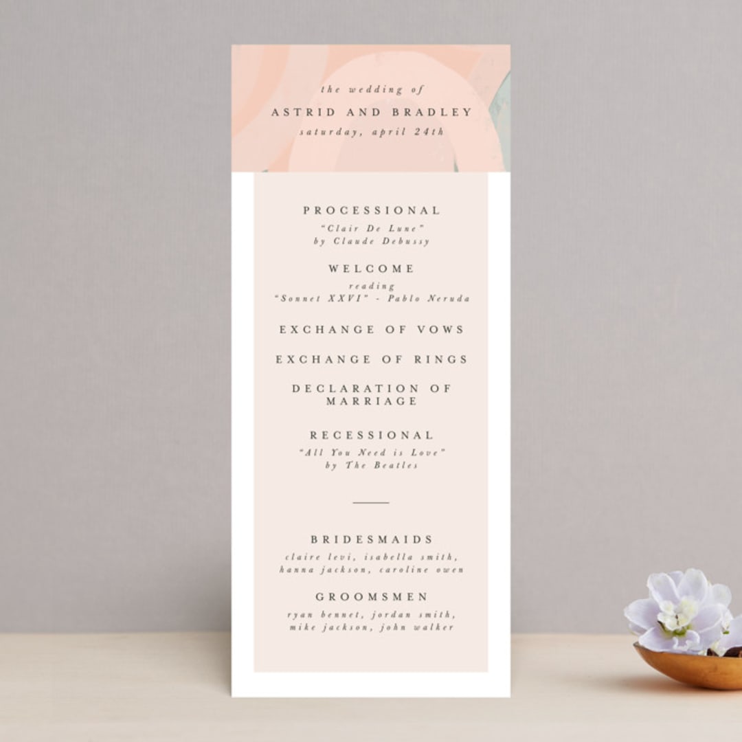 "Marbled Arch" - Wedding Programs in Peach by Anna Elder - Front