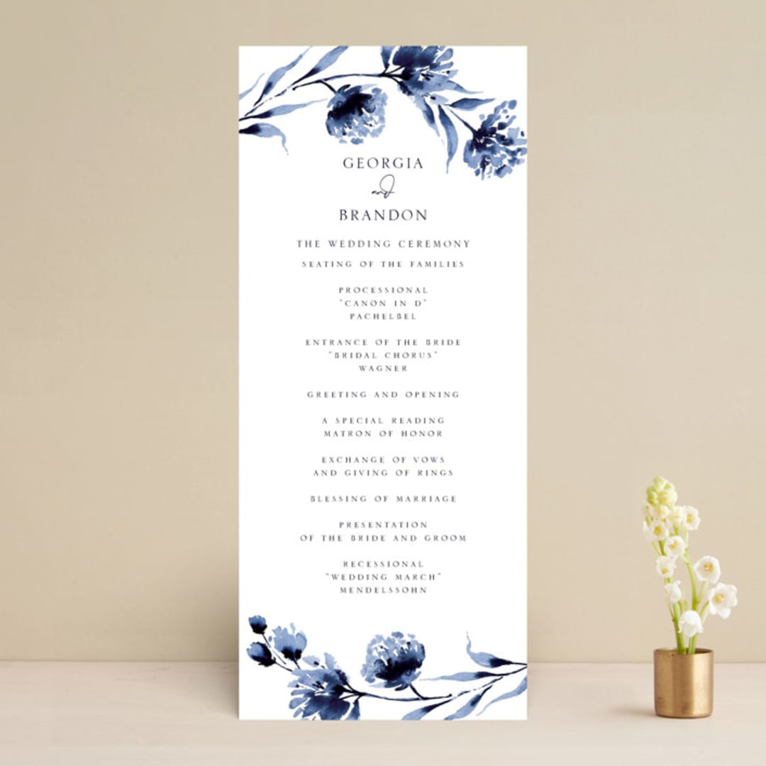 "A Wedding Watercolor" - Wedding Programs in Cornflower by Chris Griffith - Front