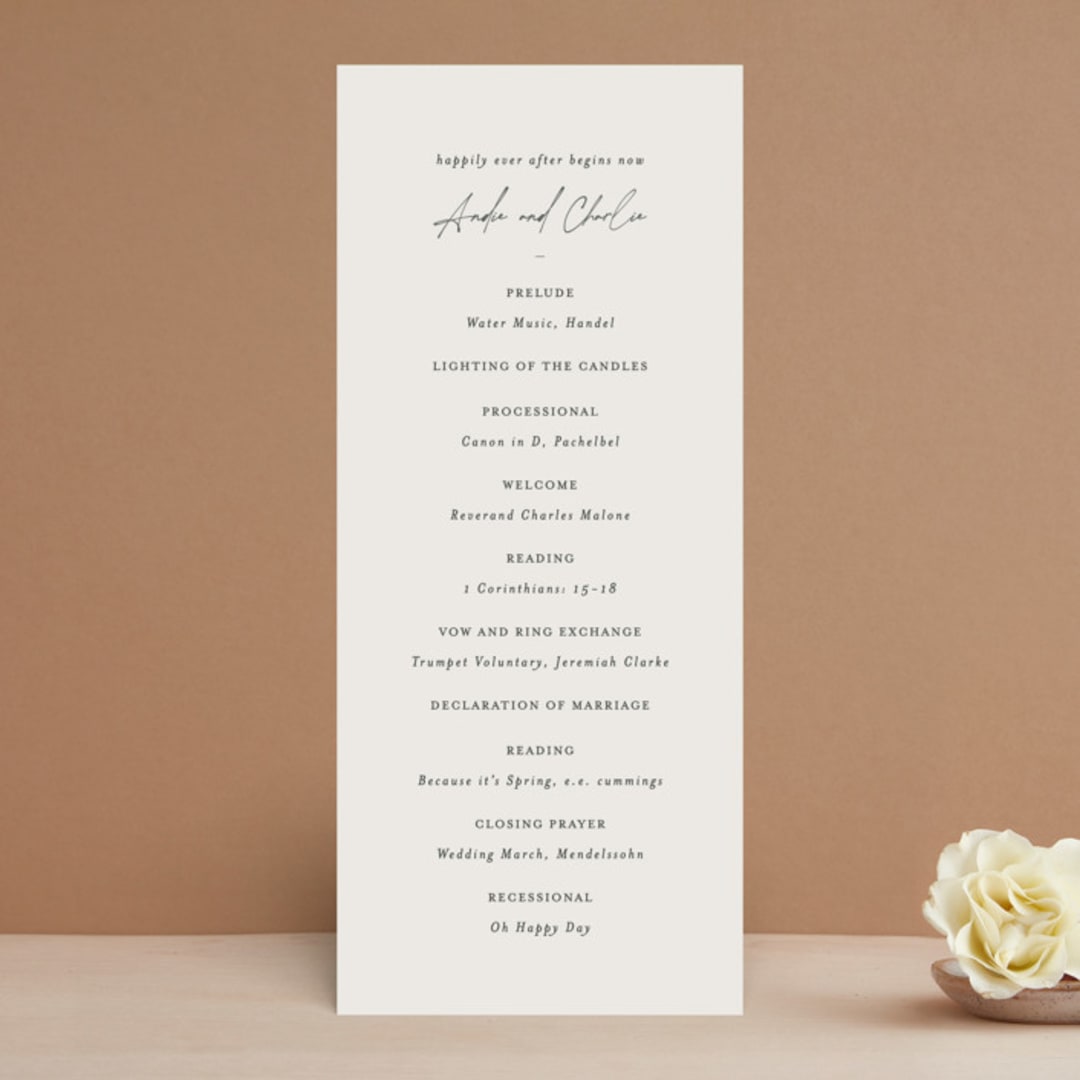 "Happily Ever After" - Wedding Programs in Buff by Sara Hicks Malone - Front