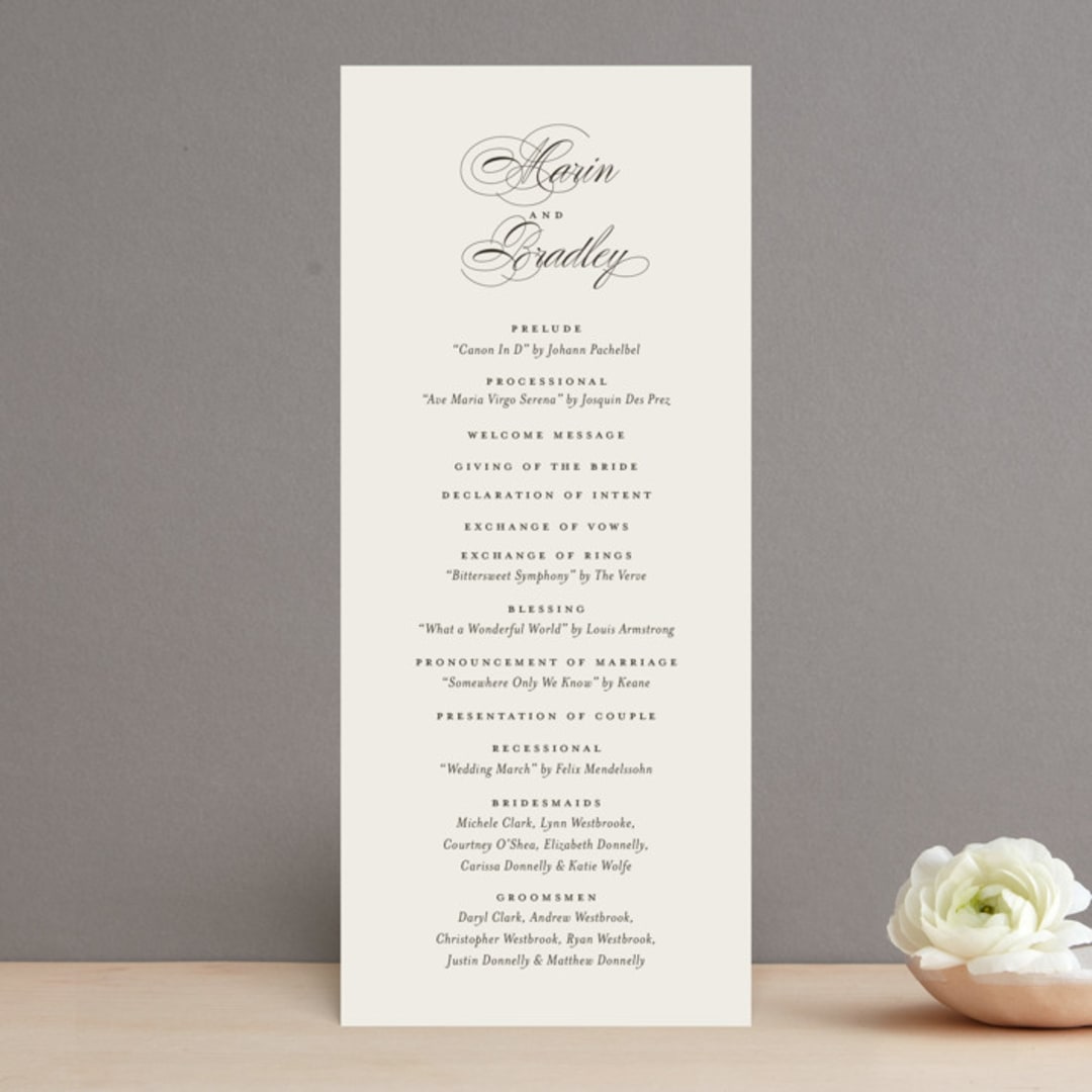 "Tandem" - Wedding Programs in Buttercream by Jessica Williams - Front