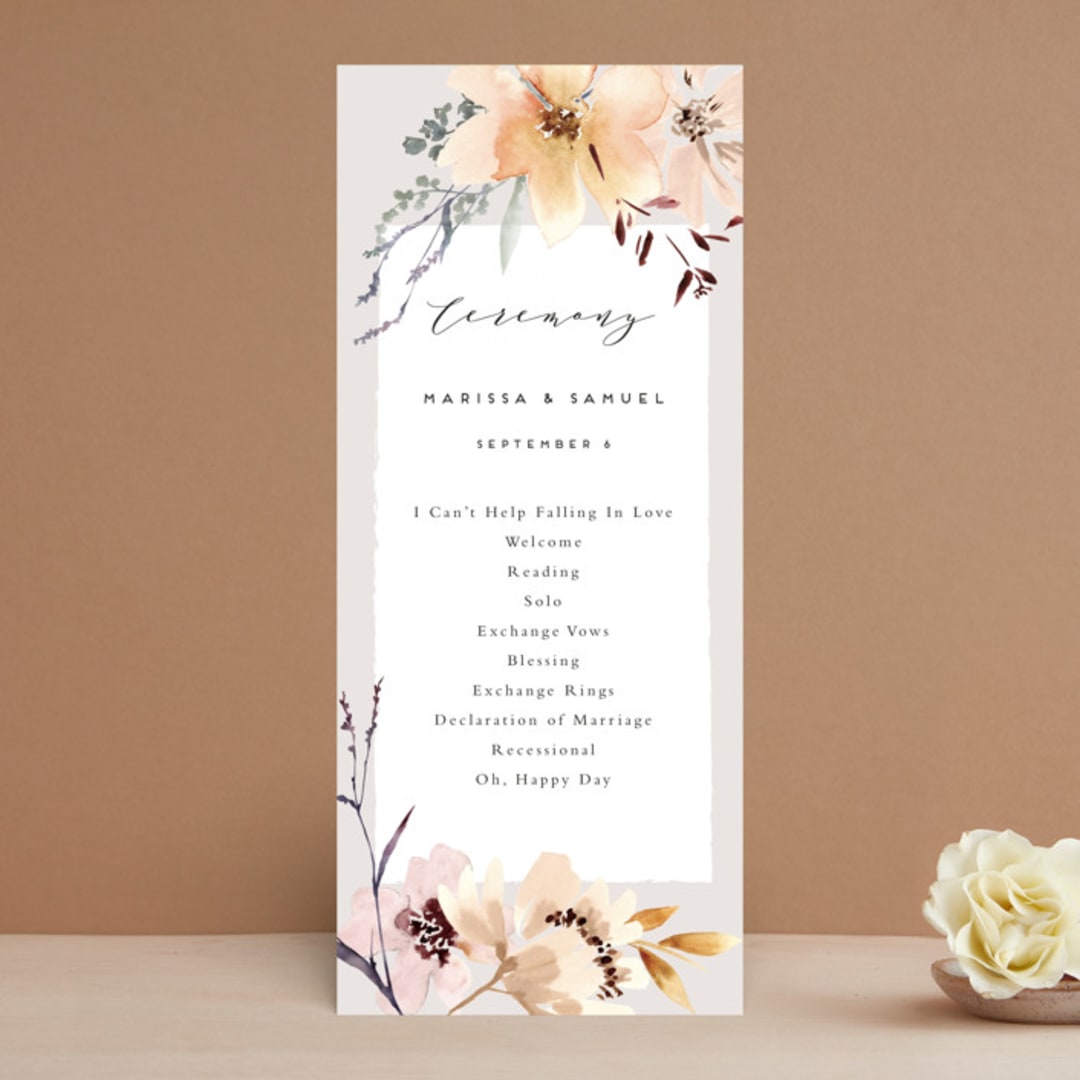 "Sonnet" - Wedding Programs in Almond by Petra Kern - Front