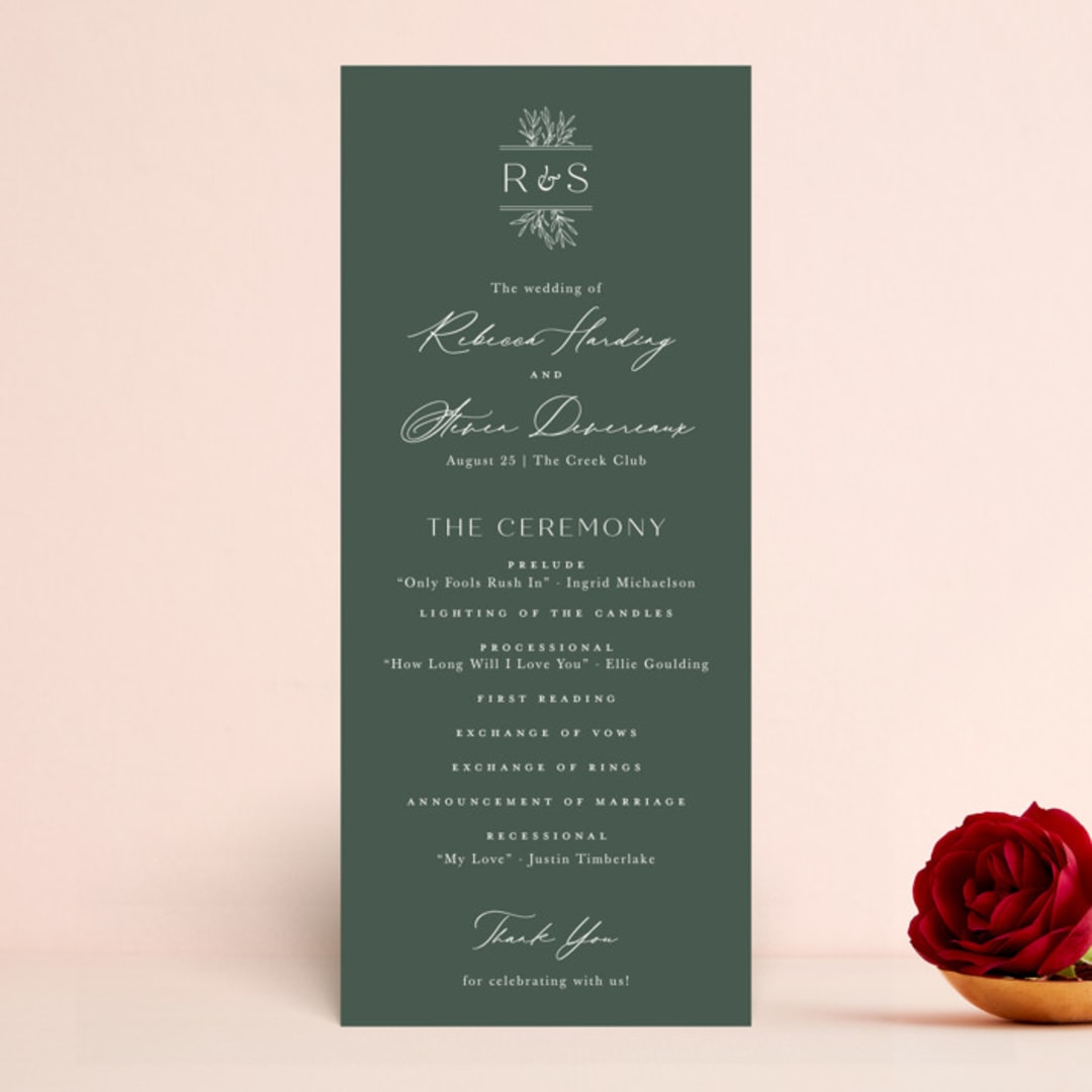 "Branchlet" - Wedding Programs in Hunter by Sarah Brown - Front