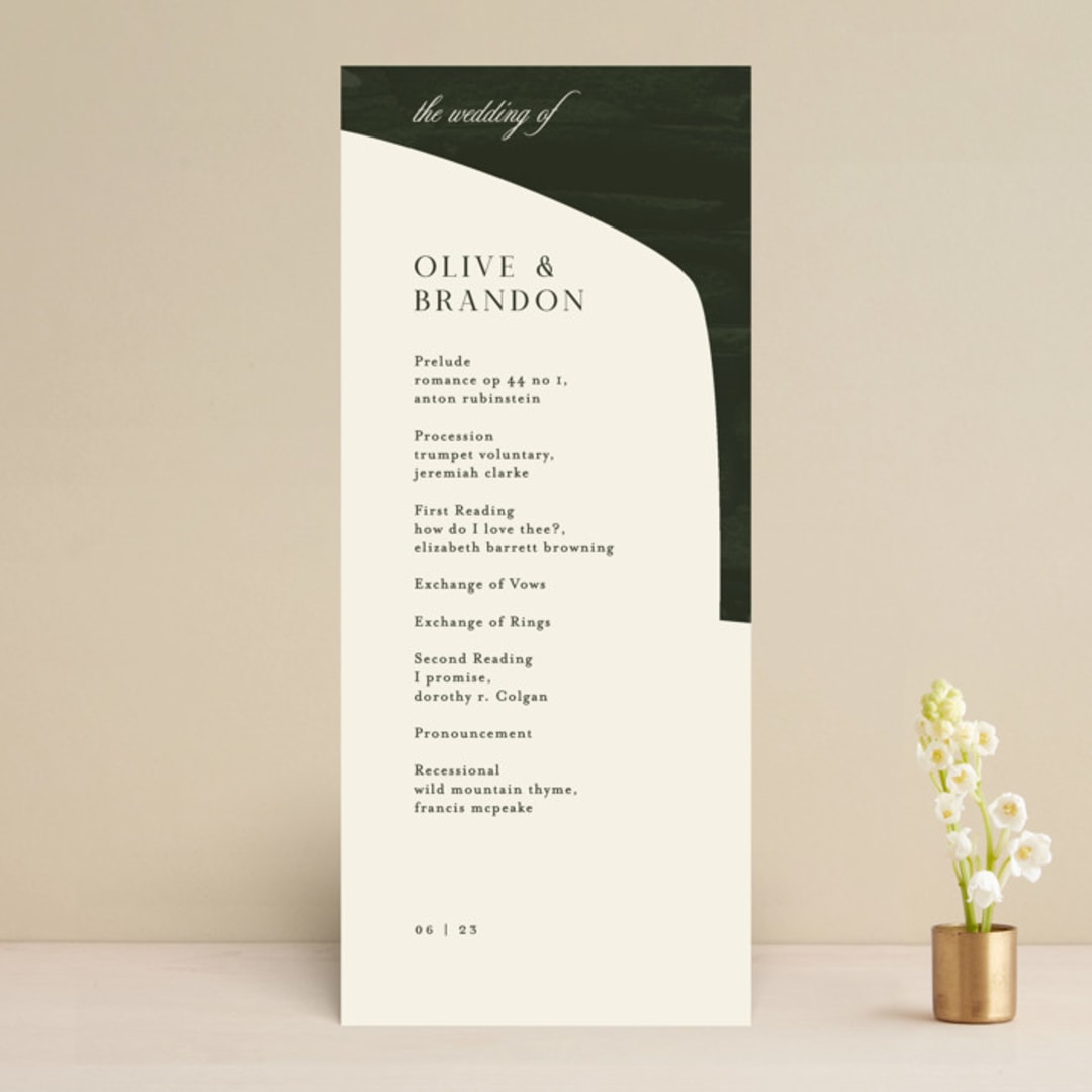 "Warner" - Wedding Programs in Emerald by Carrie ONeal - Front