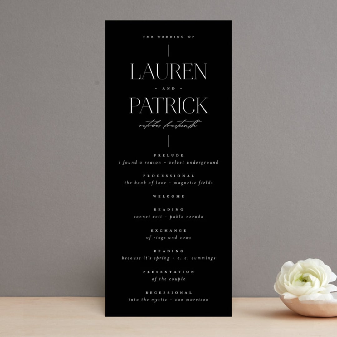 "Modern Type" - Wedding Programs in Moon by Heather Cairl - Front