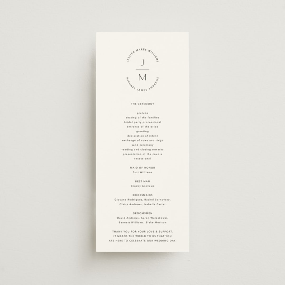 "Picture Perfect" - Wedding Programs in Opal by Jennifer Postorino - Front