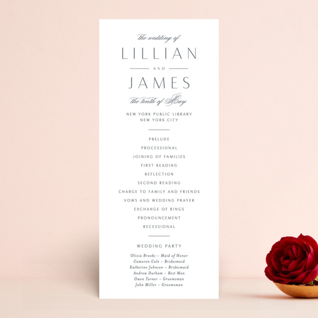 "Regal" - Wedding Programs in Marine by Lauren Chism - Front