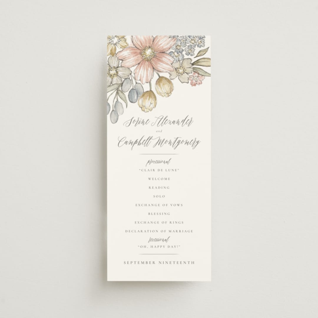 "Summer Garden" - Wedding Programs in Garden Rose by Wildfield Paper Co - Front