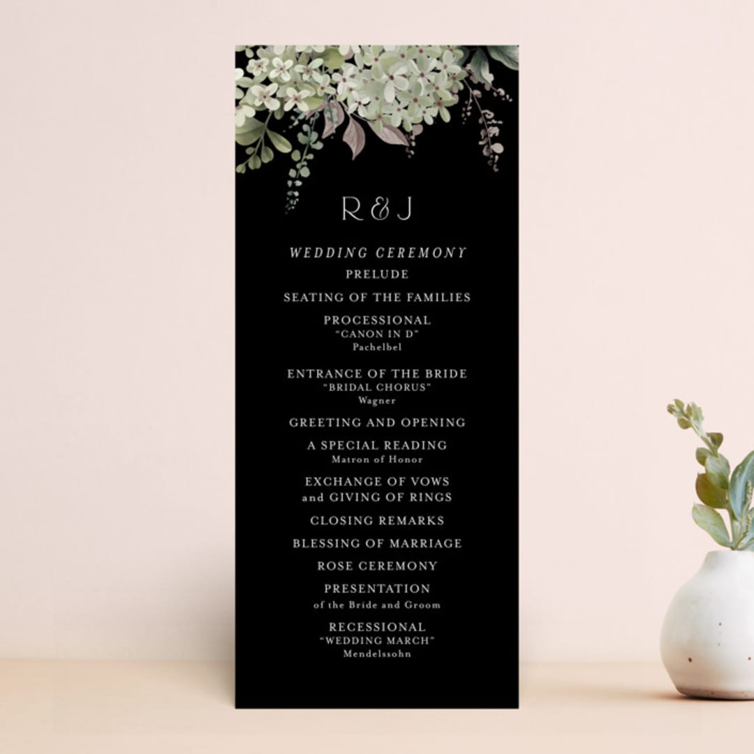 "A Wedding in the Garden" - Wedding Programs in Charcoal by Chris Griffith - Front