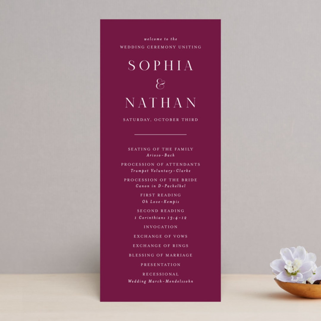 "veranda" - Wedding Programs in Merlot by Angela Marzuki - Front