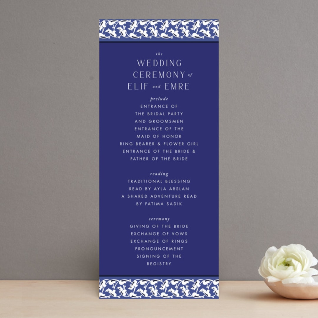 "Topkapi" - Wedding Programs in Cobalt by Nazia Hyder - Front