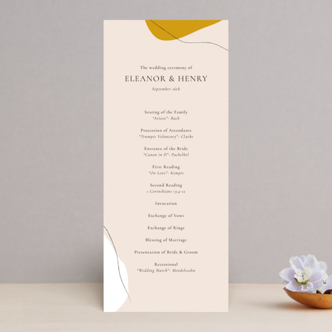 "Trust" - Wedding Programs in Ochre by Wendy Chung - Front