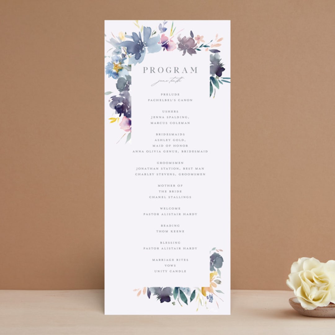 "Cheerful Bouquet" - Wedding Programs in Chardonnay by Lori Wemple - Front