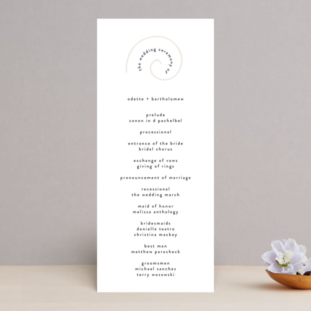 "symbol of optimism" - Wedding Programs in Blush by Phrosné Barwood - Front