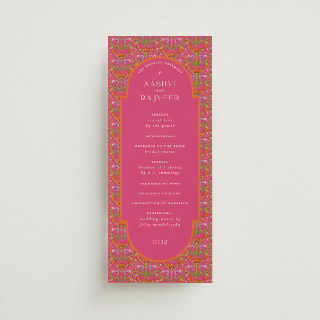 "Varna" - Wedding Programs in Fuchsia by Pati Cascino - Front