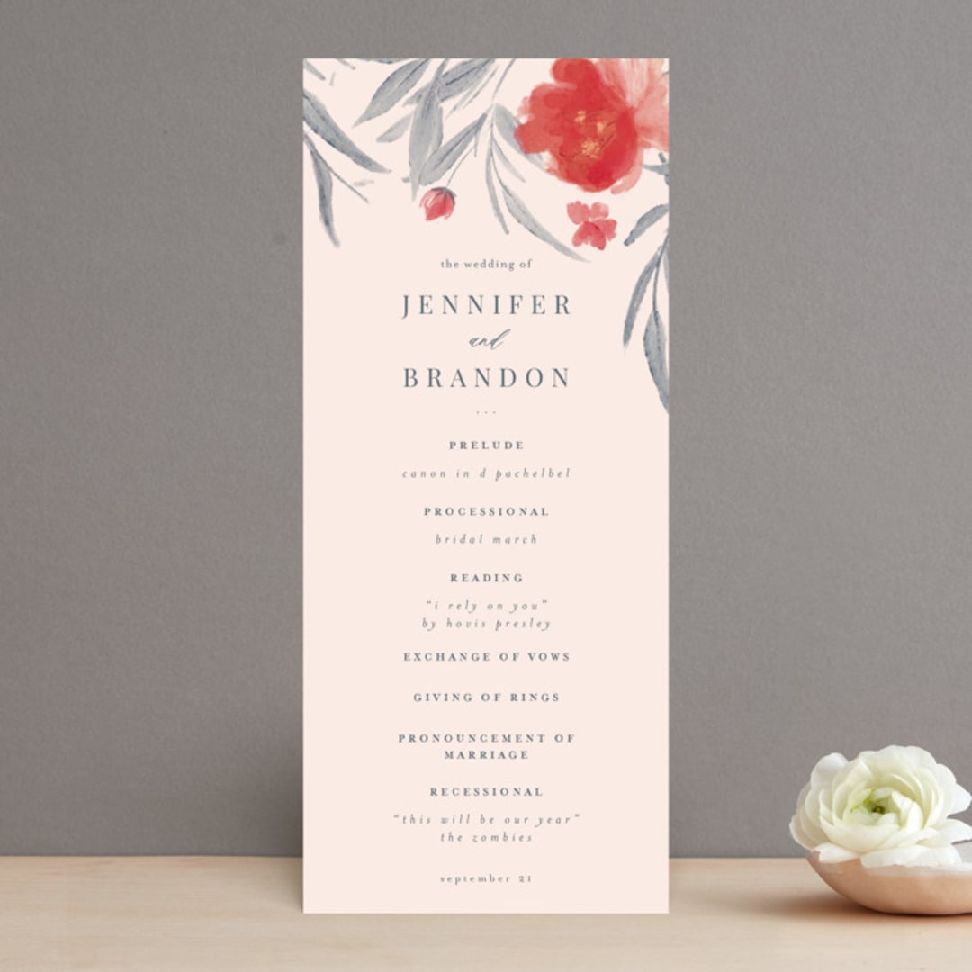 "Orient Garden" - Wedding Programs in Saffron by Vera Lim - Front