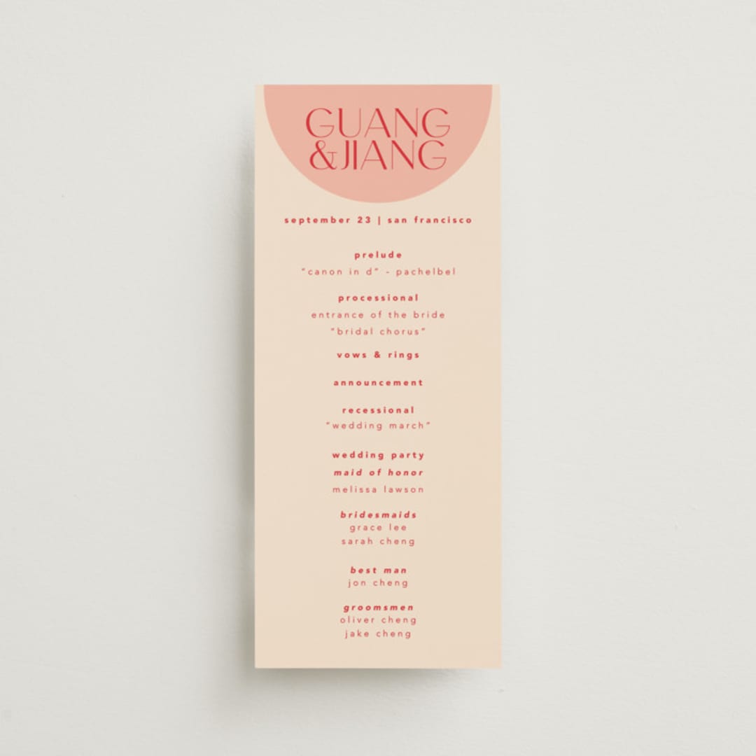 "Unity" - Wedding Programs in Blossom by Hudson meet Rose - Front
