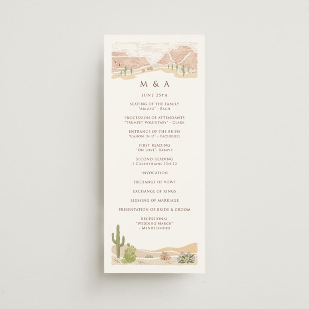 "Westward" - Wedding Programs in Red Rock by Paper Sun Studio - Front
