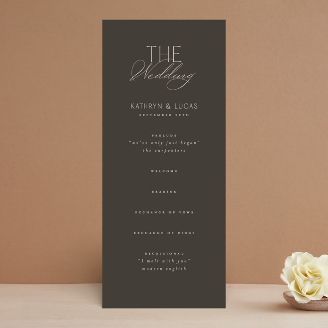 "Formal Elegance" - Wedding Programs in Latte by Morgan Kendall - Front