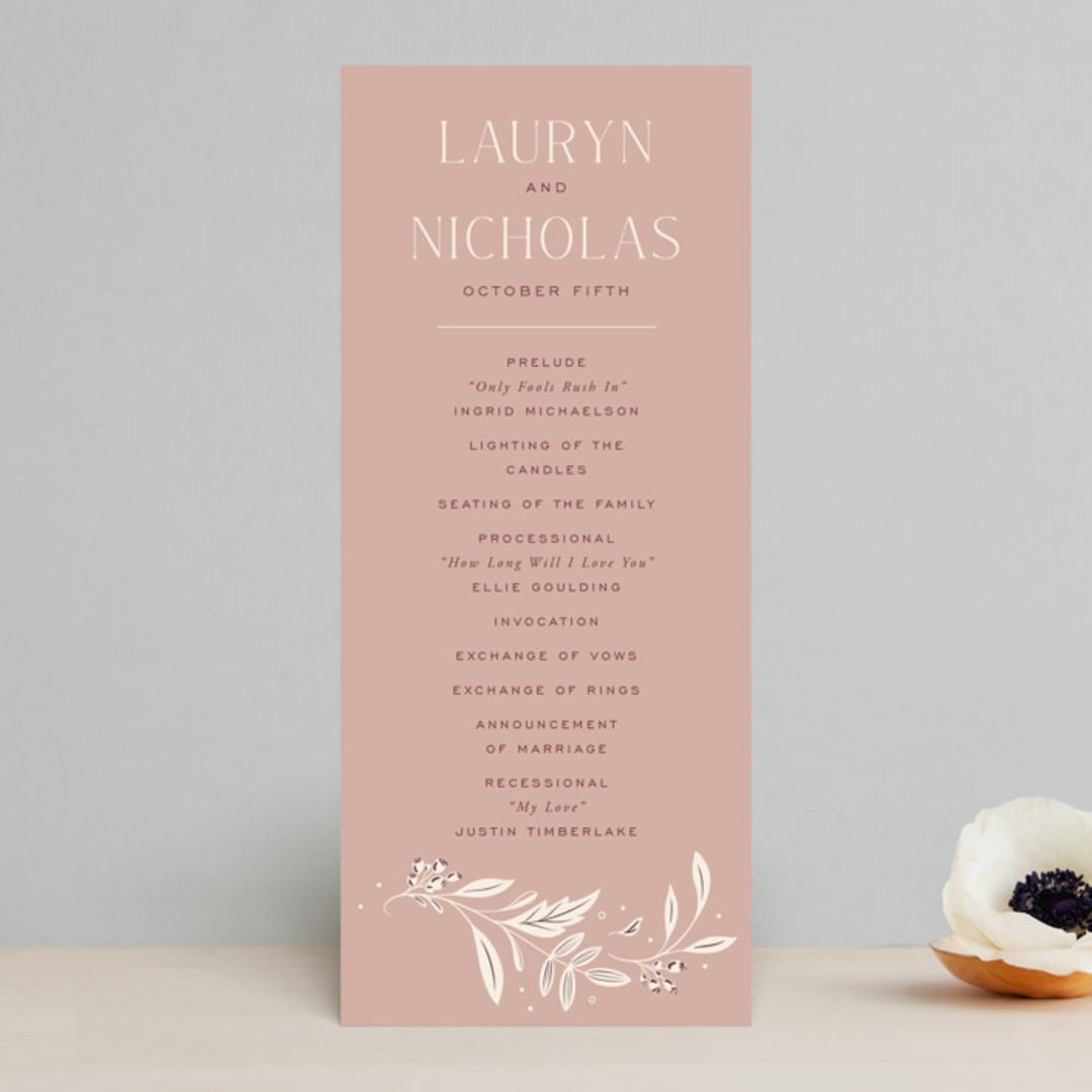 "Moment" - Wedding Programs in Rose by Erin German - Front