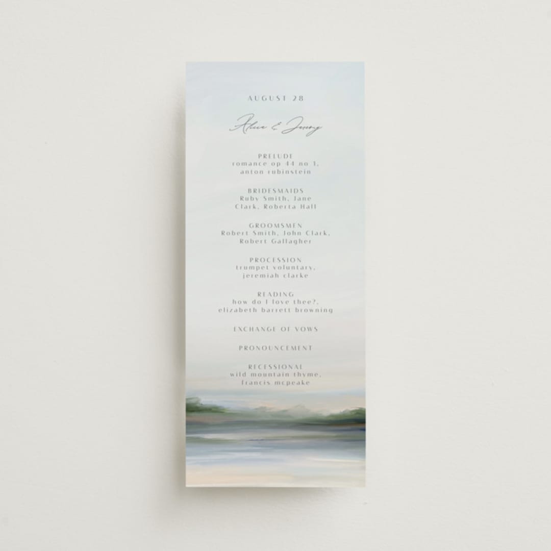 "Calm Water" - Wedding Programs in Sky by Nicole Walsh - Front
