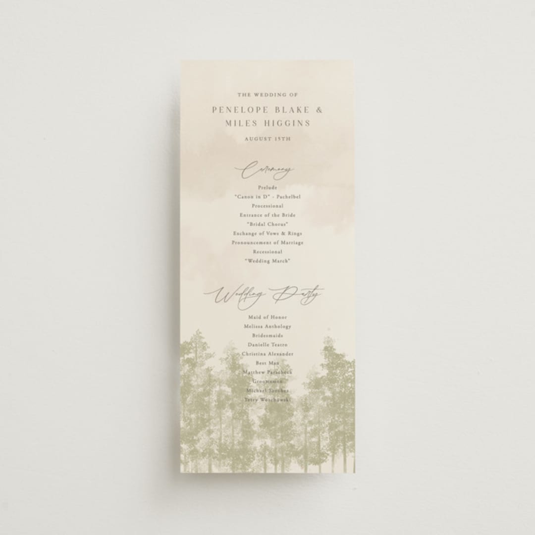 "Aspen" - Wedding Programs in Lake by Robert and Stella - Front