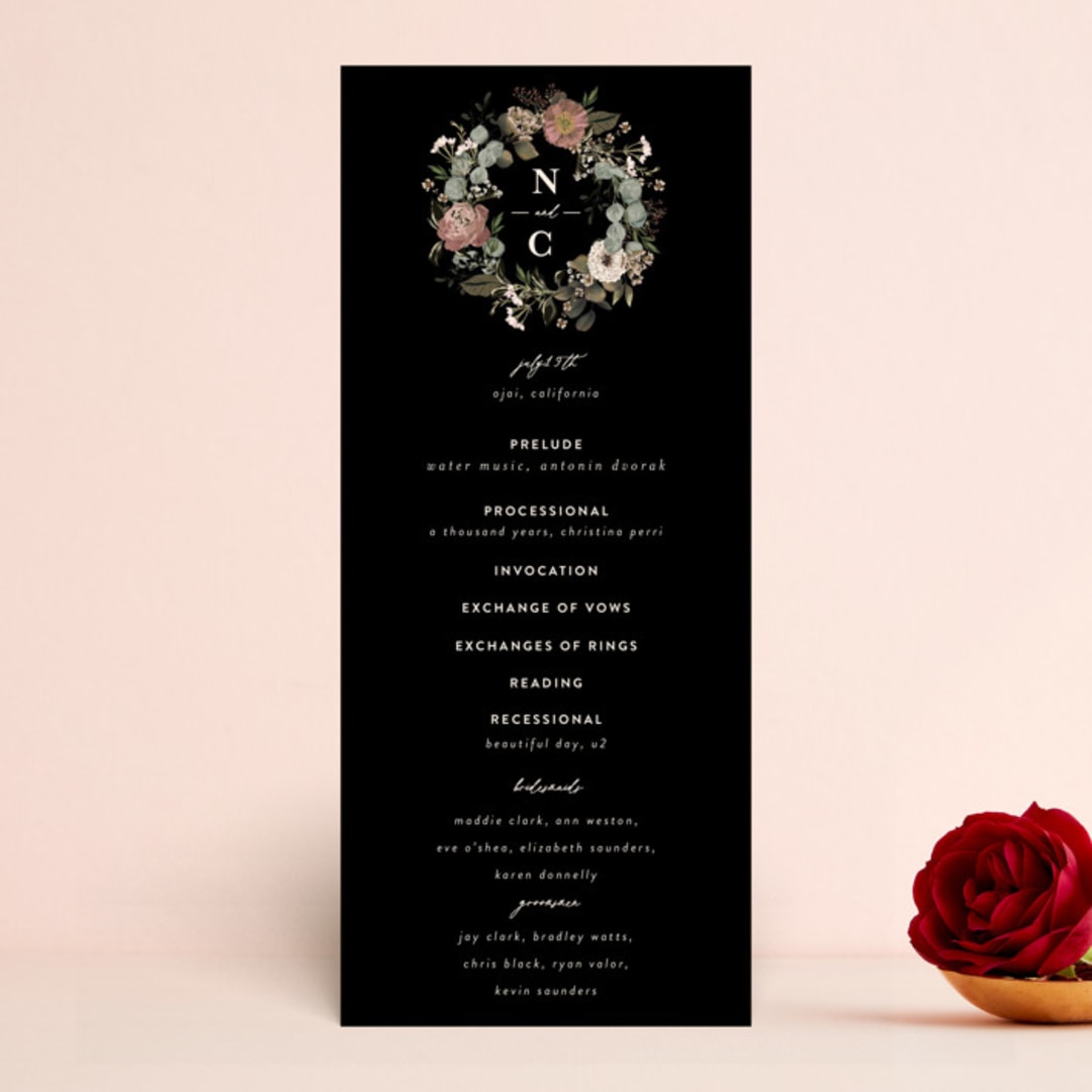 "Peonies & Sage" - Wedding Programs in Fawn by Susan Moyal - Front