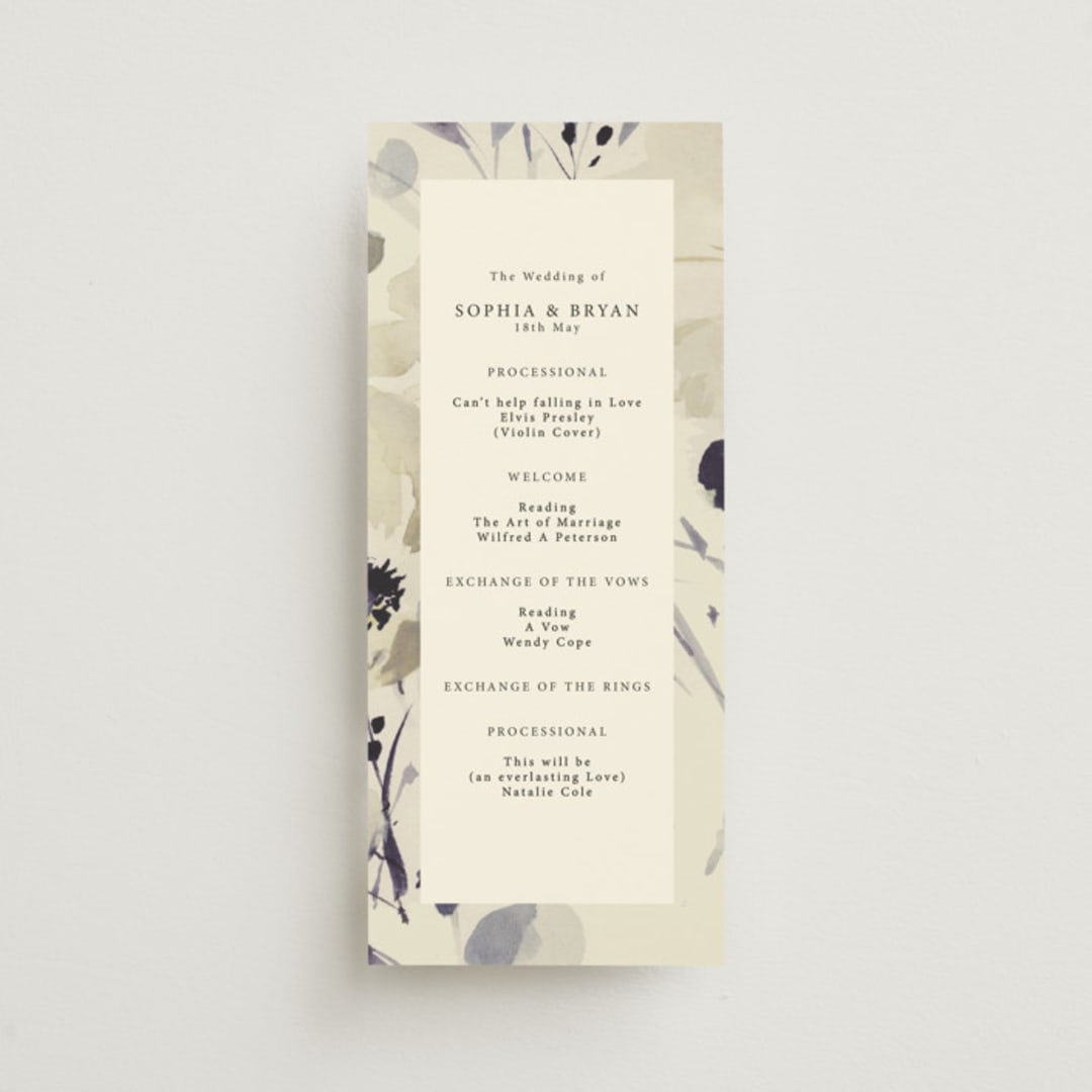 "Linen and Cloth" - Wedding Programs in Almond by Peony Rose Design - Front