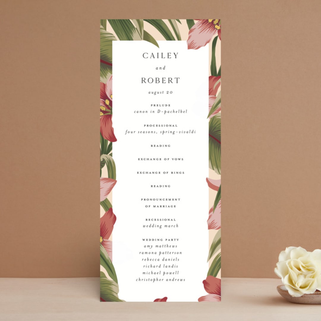 "Tropical Flowers" - Wedding Programs in Sunrise by Jennifer Holbrook - Front