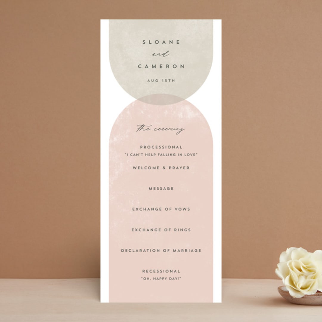 "Arched" - Wedding Programs in Carnation by Brianne Larsen - Front