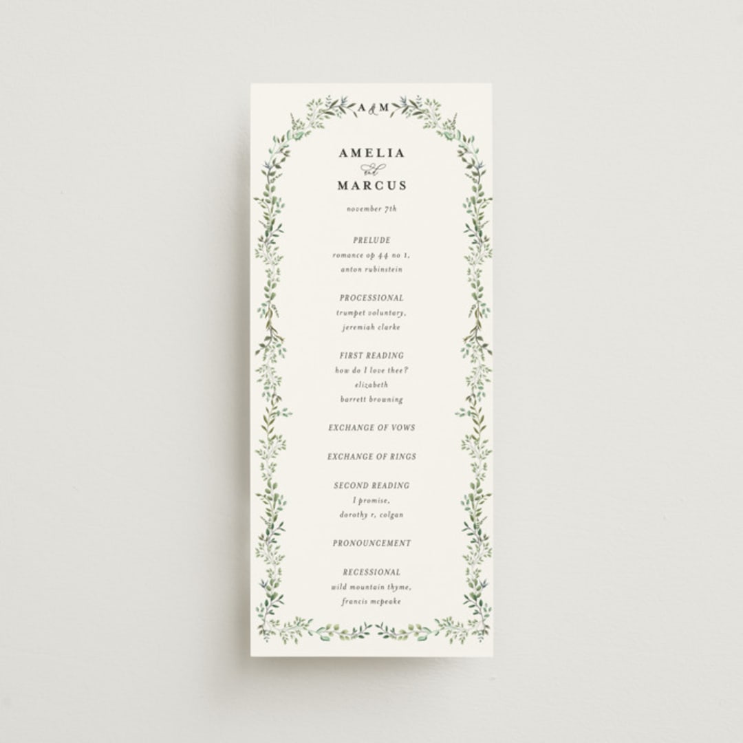 "Monogramed Arch" - Wedding Programs in Mojito by Susan Moyal - Front