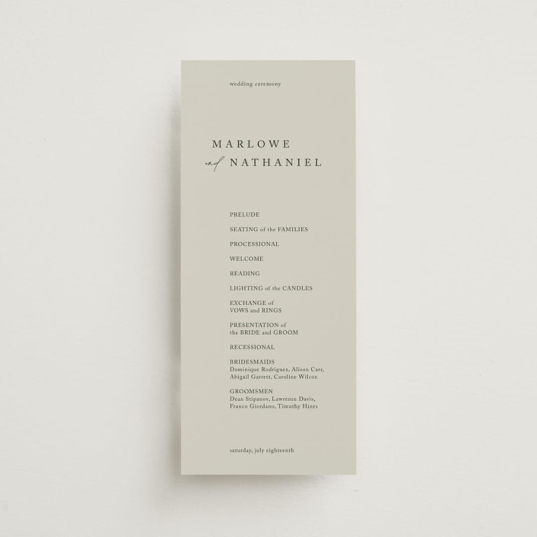 "Astoria" - Wedding Programs in Spring by Kelly Schmidt - Front