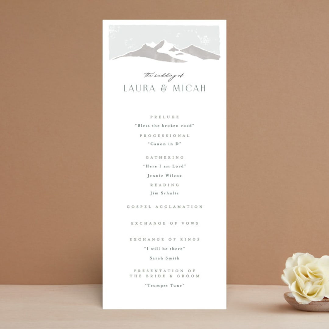 "Foothills" - Wedding Programs in Grass by Alethea and Ruth - Front