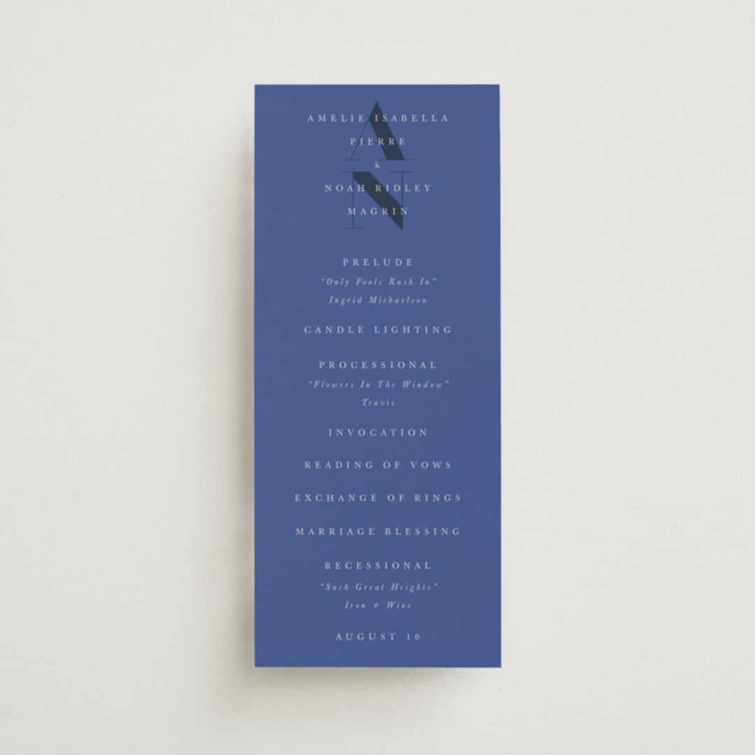 "Centro" - Wedding Programs in Marseille Bleu by Up Up Creative - Front