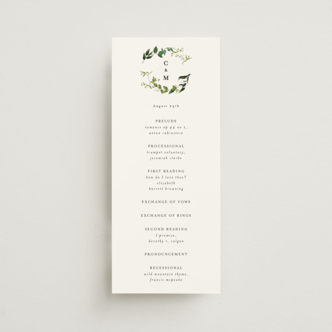 "Greenery" - Wedding Programs in Fern by Susan Moyal - Front