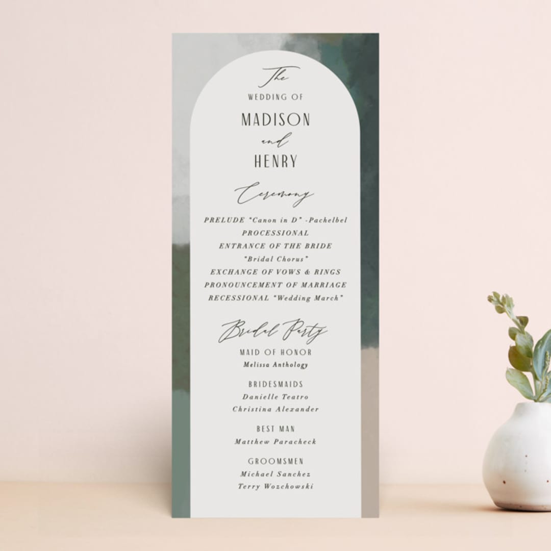 "Verdant" - Wedding Programs in Moss by Nicoletta Savod - Front