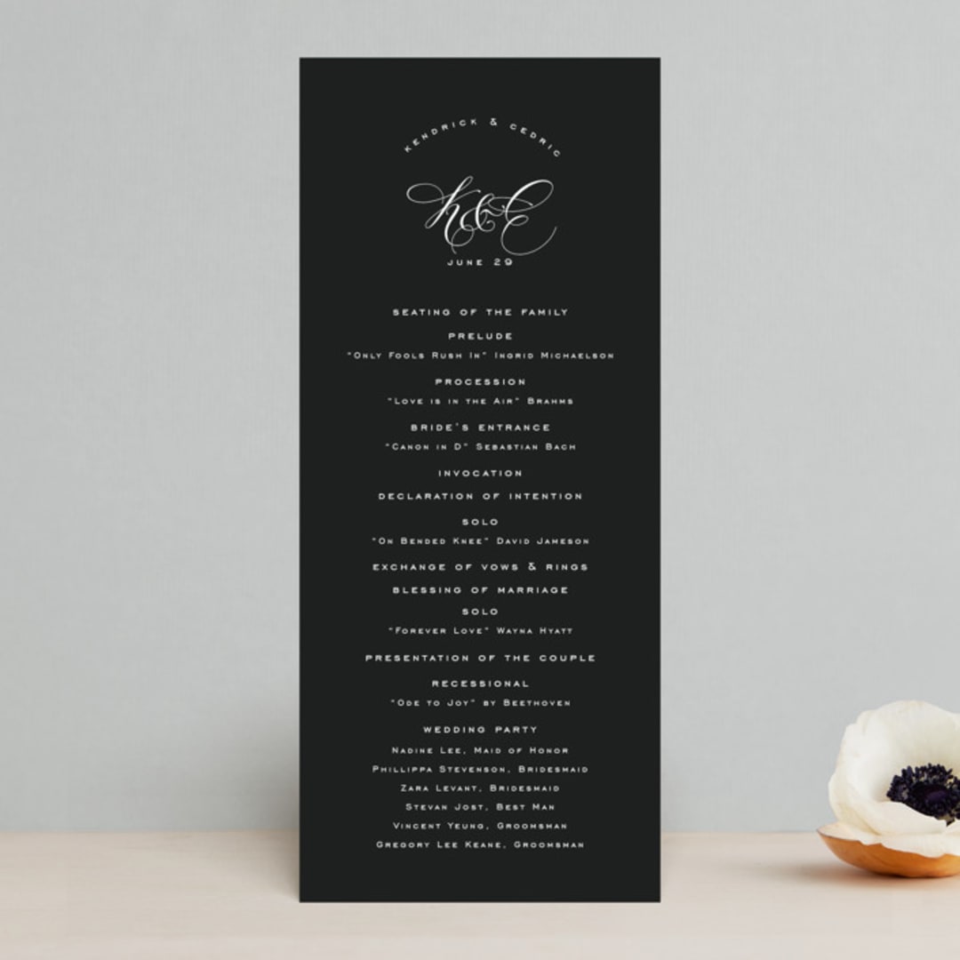 "schiacciata" - Wedding Programs in Black Dahlia by chocomocacino - Front