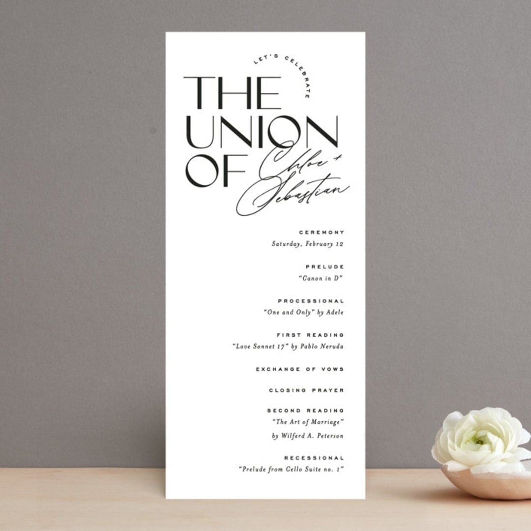"Union Stack" - Wedding Programs in Diamond by Jessica Corliss - Front