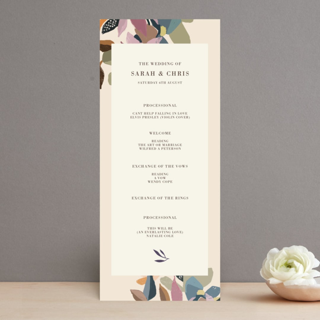 "flower press" - Wedding Programs in Mauve by Peony Rose Design - Front