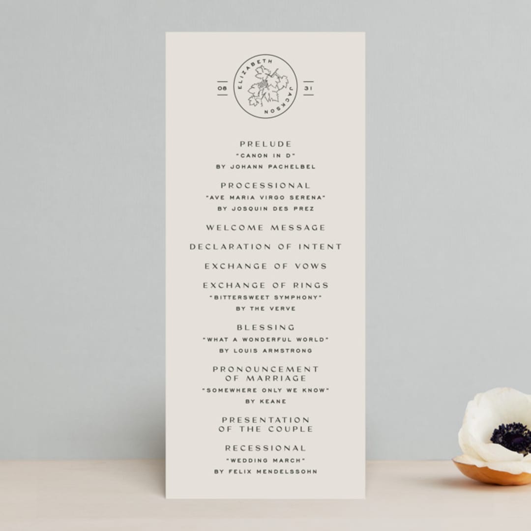 "Wine Label" - Wedding Programs in Stone by Owl and Toad - Front