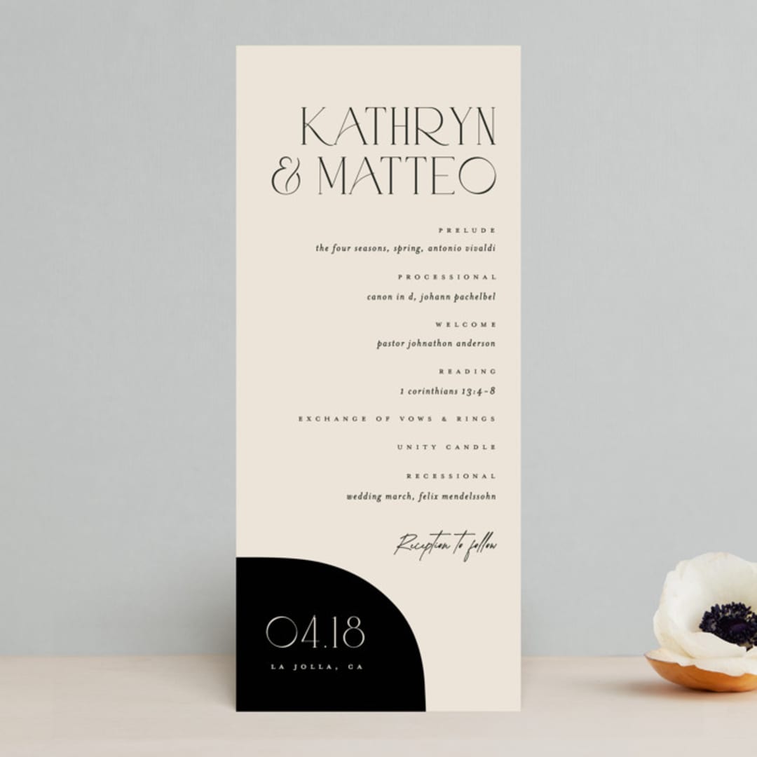"Contour" - Wedding Programs in Ecru by Erica Krystek - Front